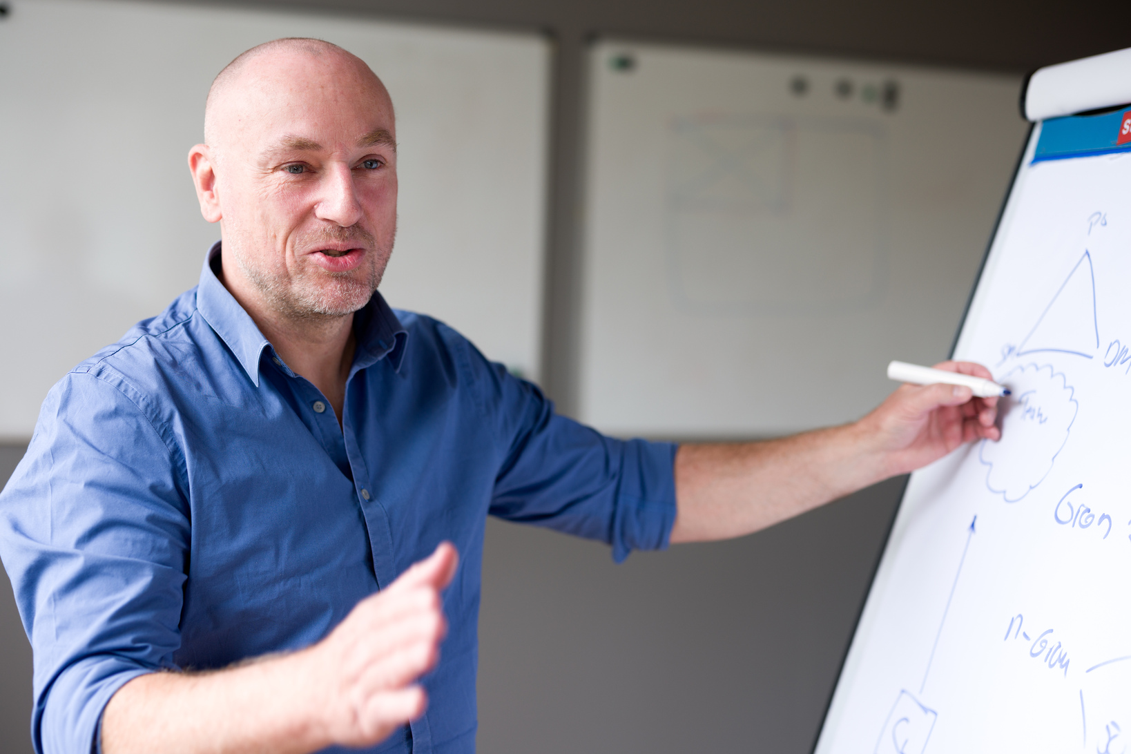 Robert Bos bij een whiteboard